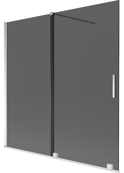 Mexen Velar, 2-krídlová posuvná vaňová zástena 160 x 150 cm, 8mm šedé sklo, chrómová, 896-160-000-41-01