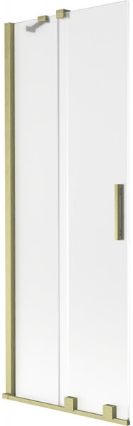 Mexen Velar, 2-krídlová posuvná vaňová zástena 70 x 150 cm, 8mm sklo námraza, zlatá matná, 896-070-000-31-55