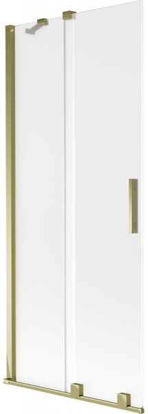 Mexen Velar, 2-krídlová posuvná vaňová zástena 80 x 150 cm, 8mm sklo námraza, zlatá lesklá, 896-080-000-31-50