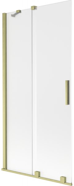 Mexen Velar, 2-krídlová posuvná vaňová zástena 90 x 150 cm, 8mm sklo námraza, zlatá matná, 896-090-000-31-55