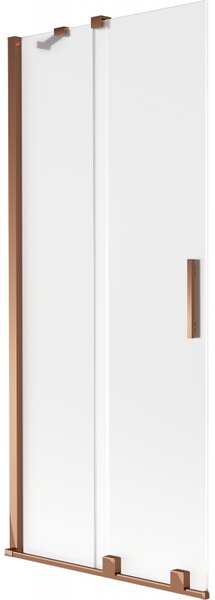 Mexen Velar, 2-krídlová posuvná vaňová zástena 80 x 150 cm, 8mm sklo námraza, ružové zlato, 896-080-000-31-60