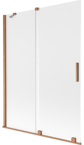 Mexen Velar, 2-krídlová posuvná vaňová zástena 130 x 150 cm, 8mm sklo námraza, medená matná, 896-130-000-31-65