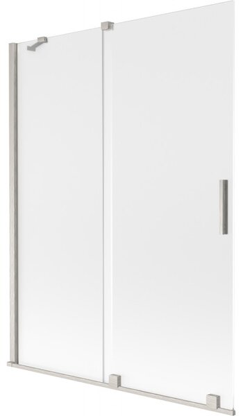 Mexen Velar, 2-krídlová posuvná vaňová zástena 130 x 150 cm, 8mm sklo námraza, brúsená oceľ, 896-130-000-31-97