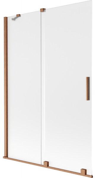 Mexen Velar, 2-krídlová posuvná vaňová zástena 120 x 150 cm, 8mm sklo námraza, medená matná, 896-120-000-31-65