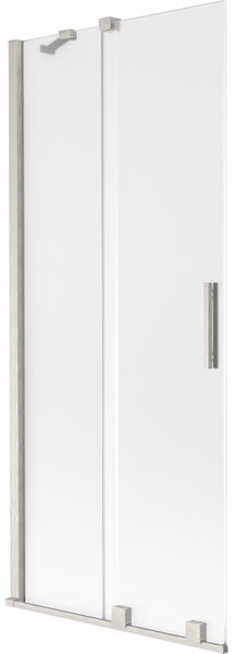 Mexen Velar, 2-krídlová posuvná vaňová zástena 80 x 150 cm, 8mm sklo námraza, brúsená oceľ, 896-080-000-31-97