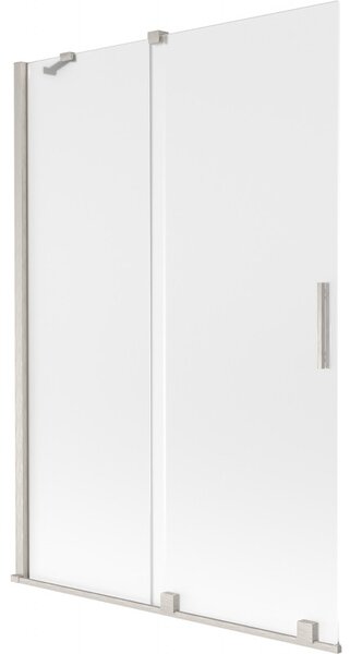 Mexen Velar, 2-krídlová posuvná vaňová zástena 120 x 150 cm, 8mm sklo námraza, brúsená oceľ, 896-120-000-31-97