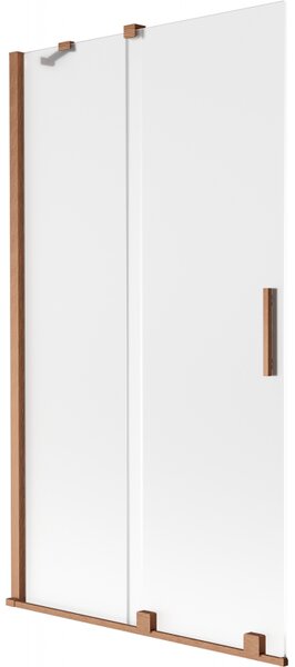Mexen Velar, 2-krídlová posuvná vaňová zástena 100 x 150 cm, 8mm sklo námraza, medená matná, 896-100-000-31-65