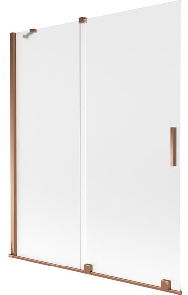 Mexen Velar, 2-krídlová posuvná vaňová zástena 140 x 150 cm, 8mm sklo námraza, ružové zlato, 896-140-000-31-60