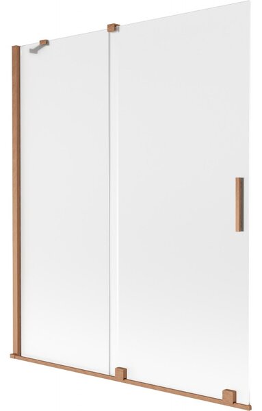 Mexen Velar, 2-krídlová posuvná vaňová zástena 140 x 150 cm, 8mm sklo námraza, medená matná, 896-140-000-31-65