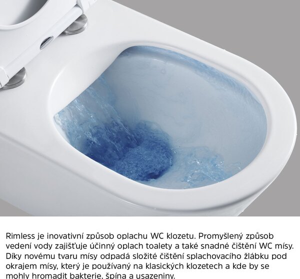 Mereo Mereo, WC závesné kapotované, RIMLESS, 490x370x360, keramické, vr. sedátka CSS113S, MER-VSD82S