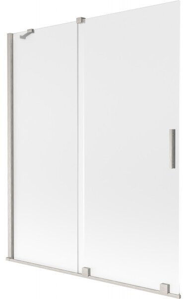 Mexen Velar, 2-krídlová posuvná vaňová zástena 140 x 150 cm, 8mm sklo námraza, brúsená oceľ, 896-140-000-31-97