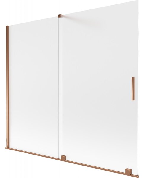 Mexen Velar, 2-krídlová posuvná vaňová zástena 180 x 150 cm, 8mm sklo námraza, ružové zlato, 896-180-000-31-60