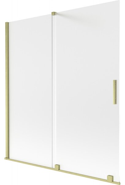 Mexen Velar, 2-krídlová posuvná vaňová zástena 150 x 150 cm, 8mm sklo námraza, zlatá matná, 896-150-000-31-55