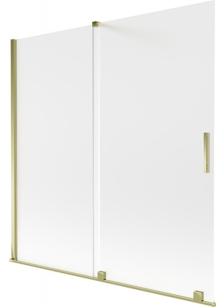 Mexen Velar, 2-krídlová posuvná vaňová zástena 160 x 150 cm, 8mm sklo námraza, zlatá lesklá, 896-160-000-31-50