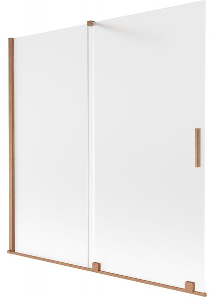 Mexen Velar, 2-krídlová posuvná vaňová zástena 160 x 150 cm, 8mm sklo námraza, medená matná, 896-160-000-31-65