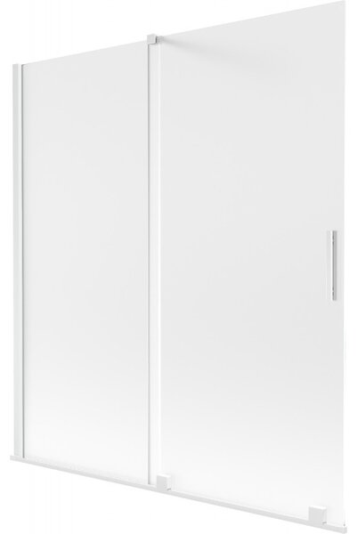 Mexen Velar, 2-krídlová posuvná vaňová zástena 150 x 150 cm, 8mm sklo námraza, biela matná, 896-150-000-31-20