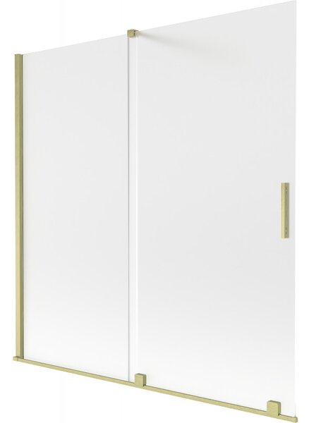 Mexen Velar, 2-krídlová posuvná vaňová zástena 160 x 150 cm, 8mm sklo námraza, zlatá matná, 896-160-000-31-55