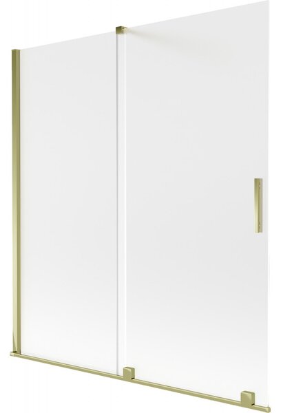 Mexen Velar, 2-krídlová posuvná vaňová zástena 150 x 150 cm, 8mm sklo námraza, zlatá lesklá, 896-150-000-31-50