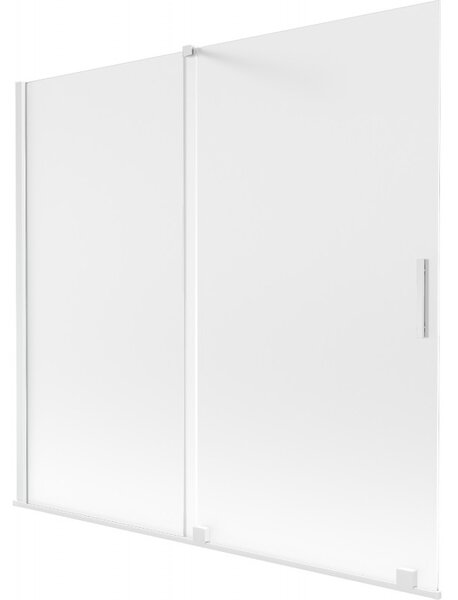 Mexen Velar, 2-krídlová posuvná vaňová zástena 170 x 150 cm, 8mm sklo námraza, biela matná, 896-170-000-31-20