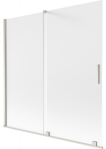 Mexen Velar, 2-krídlová posuvná vaňová zástena 160 x 150 cm, 8mm sklo námraza, brúsená oceľ, 896-160-000-31-97