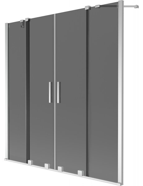 Mexen Velar Duo, 2-krídlová posuvná vaňová zástena 150 x 150 cm, 8mm šedé sklo, chrómová, 896-150-000-42-01