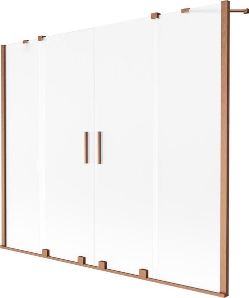 Mexen Velar Duo, 2-krídlová posuvná vaňová zástena 180 x 150 cm, 8mm sklo námraza, medená matná, 896-180-000-32-65