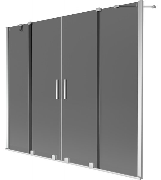 Mexen Velar Duo, 2-krídlová posuvná vaňová zástena 180 x 150 cm, 8mm šedé sklo, chrómová, 896-180-000-42-01