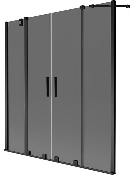 Mexen Velar Duo, 2-krídlová posuvná vaňová zástena 140 x 150 cm, 8mm šedé sklo, čierna matná, 896-140-000-42-70