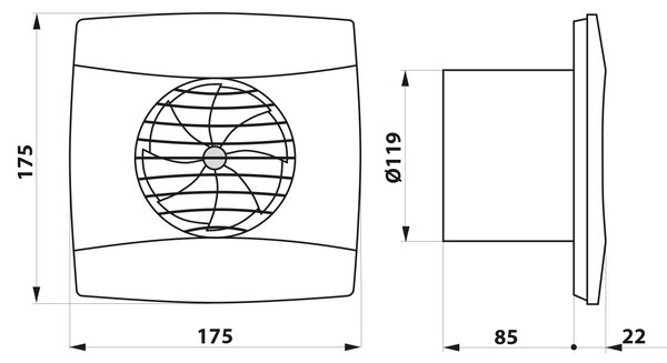 Cata Cata, UC-12 kúpeľňový ventilátor axiálny, 12W, potrubie 120mm, čierna, 01356000