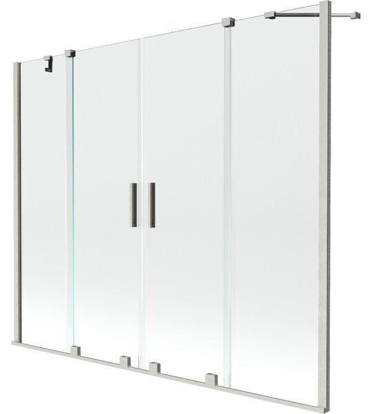 Mexen Velar Duo, posuvná 2-krídlová vaňová zástena 170x150 cm, 8mm číre sklo, brúsený nikel, 896-170-000-02-97