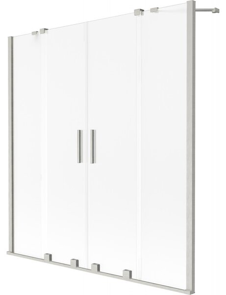 Mexen Velar Duo, 2-krídlová posuvná vaňová zástena 150 x 150 cm, 8mm sklo námraza, brúsená oceľ, 896-150-000-32-97