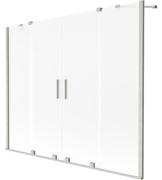 Mexen Velar Duo, 2-krídlová posuvná vaňová zástena 180 x 150 cm, 8mm sklo námraza, brúsená oceľ, 896-180-000-32-97