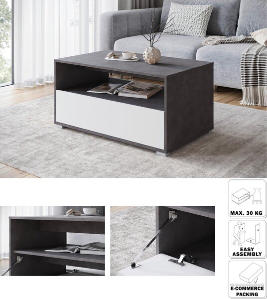 KONFERENČNÝ STOLÍK, antracitová, biela, kompozitné drevo, 90/45/55 cm P & B - Stolíky do obývačky, Online Only