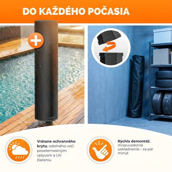 Solárna sprcha s krytom HAVANA, 60 l, čierna Casaria