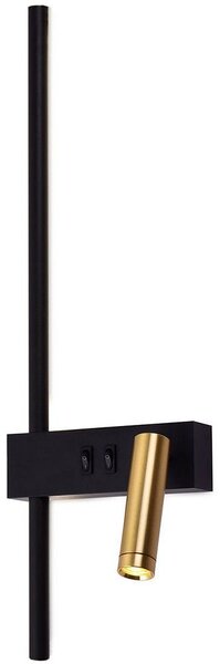 Toolight Toolight, LED nástenné svietidlo 8W, 4000K, APP1439-W RIGHT, čierna-zlatá lesklá, OSW-04777