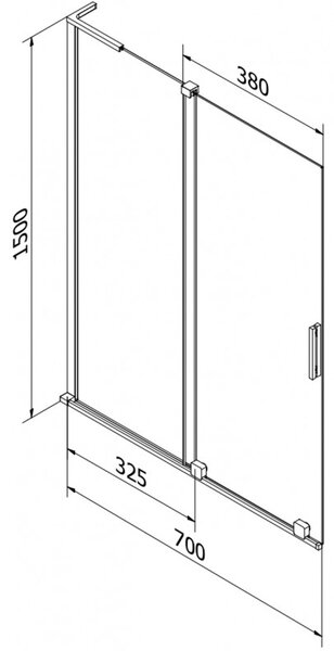Mexen Velar L, 2-krídlová posuvná vaňová zástena 70 x 150 cm, 8mm sklo námraza, chrómová, 896-070-003-31-01