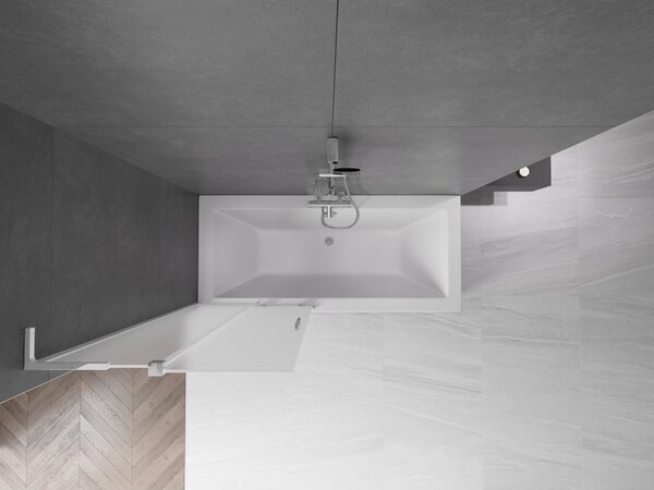 Mexen Velar L, 2-krídlová posuvná vaňová zástena 80 x 150 cm, 8mm sklo námraza, chrómová, 896-080-003-31-01