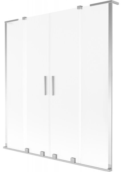 Mexen Velar L Duo, 2-krídlová posuvná vaňová zástena 140 x 150 cm, 8mm sklo námraza, chrómová, 896-140-003-32-01