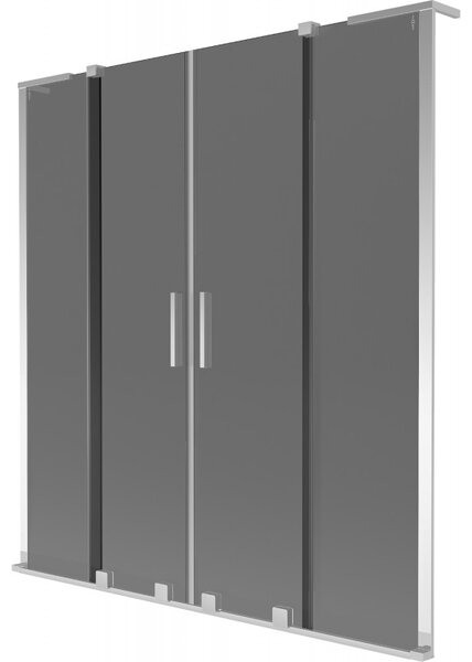 Mexen Velar L Duo, 2-krídlová posuvná vaňová zástena 140 x 150 cm, 8mm šedé sklo, chrómová, 896-140-003-42-01