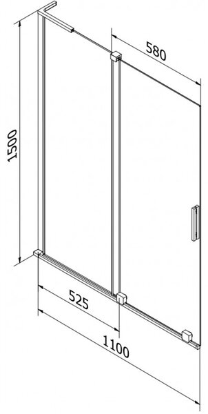 Mexen Velar L, 2-krídlová posuvná vaňová zástena 110 x 150 cm, 8mm sklo námraza, chrómová, 896-110-003-31-01