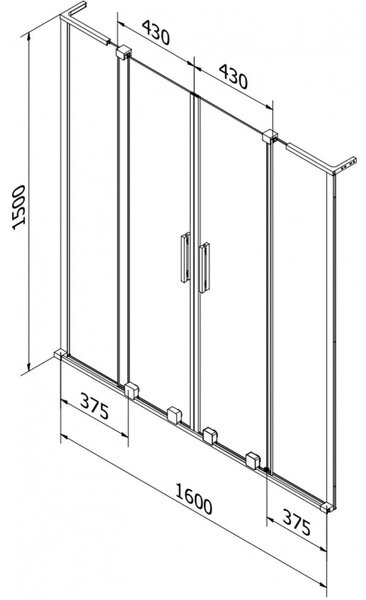 Mexen Velar L Duo, 2-krídlová posuvná vaňová zástena 160 x 150 cm, 8mm číre sklo, zlatá matná, 896-160-003-02-55