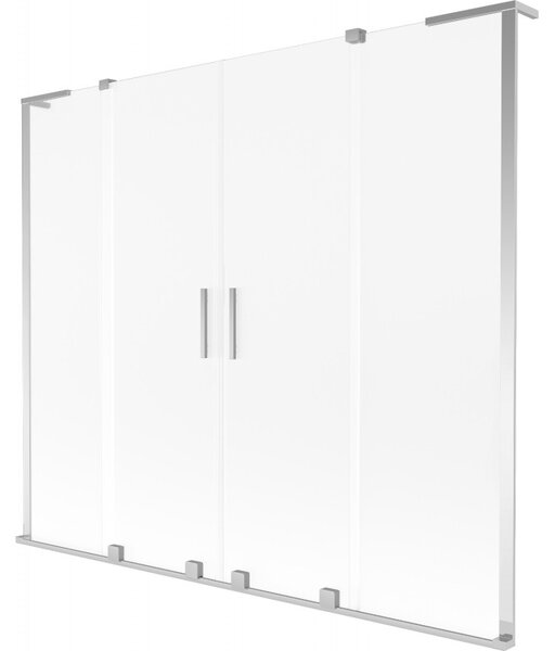 Mexen Velar L Duo, 2-krídlová posuvná vaňová zástena 170 x 150 cm, 8mm sklo námraza, chrómová, 896-170-003-32-01