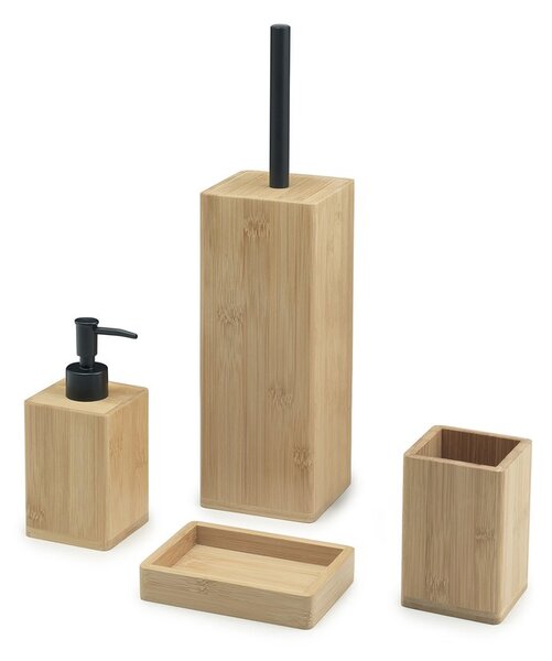 Gedy Gedy, TRILLY Stojan s držiakom na toaletný papier a WC kefou, hranatý, čierna matná/bambus, TR3241
