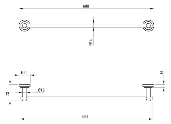 Deante Temisto, 1-radový vešiak na uterák 60cm, chrómová, DEA-ADT_0621