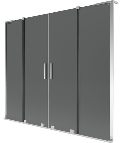 Mexen Velar L Duo, 2-krídlová posuvná vaňová zástena 170 x 150 cm, 8mm šedé sklo, chrómová, 896-170-003-42-01