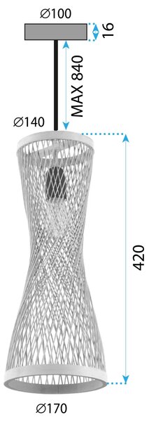 Toolight Natural, závesné stropné svietidlo 1xE27 APP1637-1CP, prírodná hnedá, OSW-05107