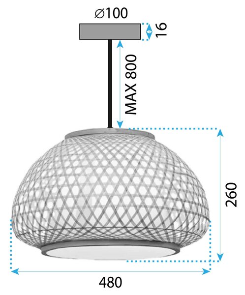 Toolight Natural, závesné stropné svietidlo 1xE27 APP1649-1CP, prírodná hnedá, OSW-05116