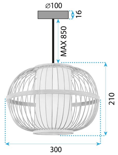 Toolight Natural, závesné stropné svietidlo 1xE27 APP1631-1CP, prírodná hnedá, OSW-05104