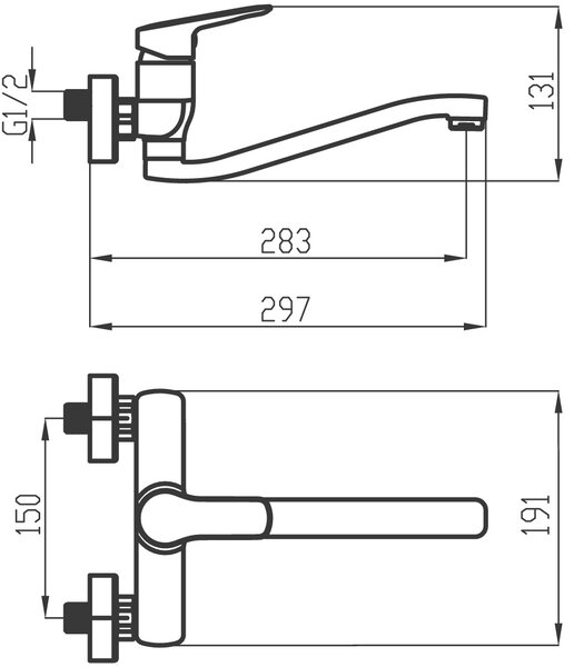 Novaservis Metalia 54, drezová umývadlová batéria 150 mm, chrómová, 54070-0