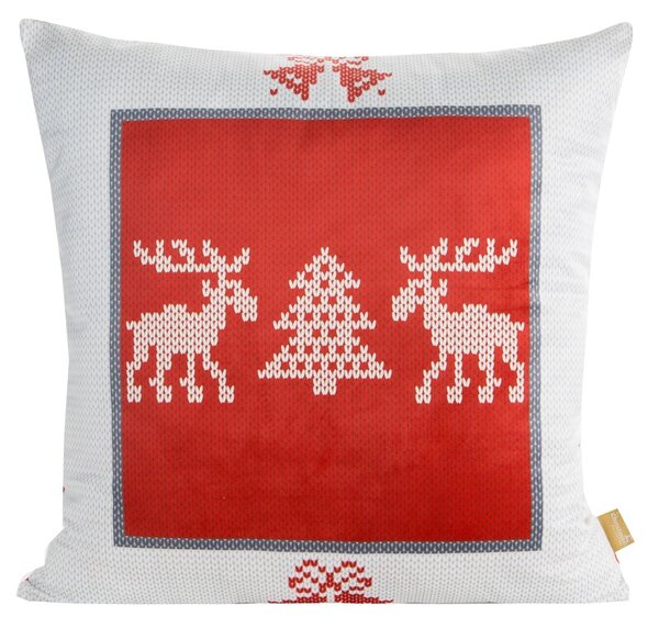 Metráž VIANOČNA OBLIEČKA NA VANKÚŠ NOEL 60X60 CM BIELOČERVENÁ